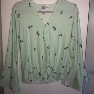 Light green long sleeve blouse